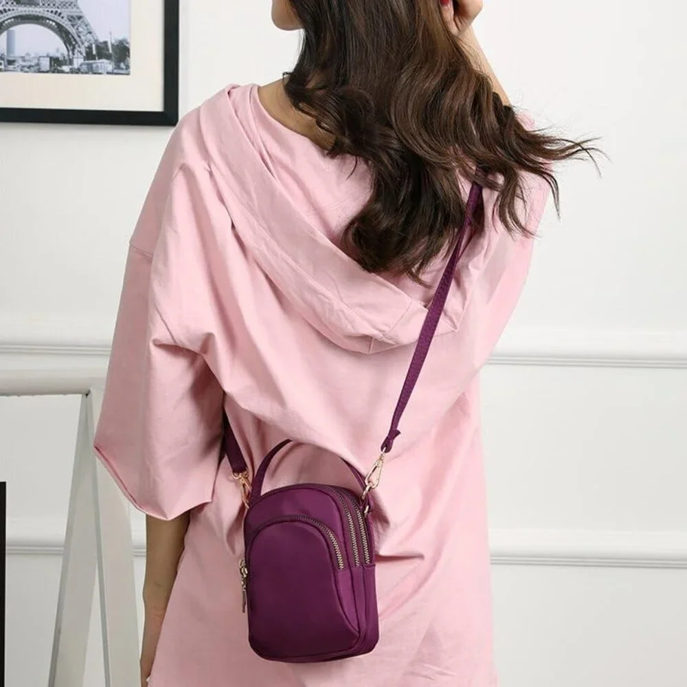 Women Crossbody Bag Nylon Waterproof Small Purses with 3 Zipper Pockets